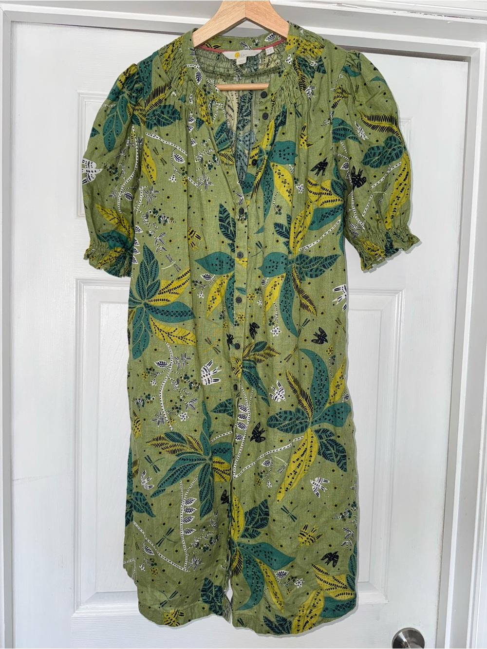Biden Linen Mini Dress MCM Print Green 4 R